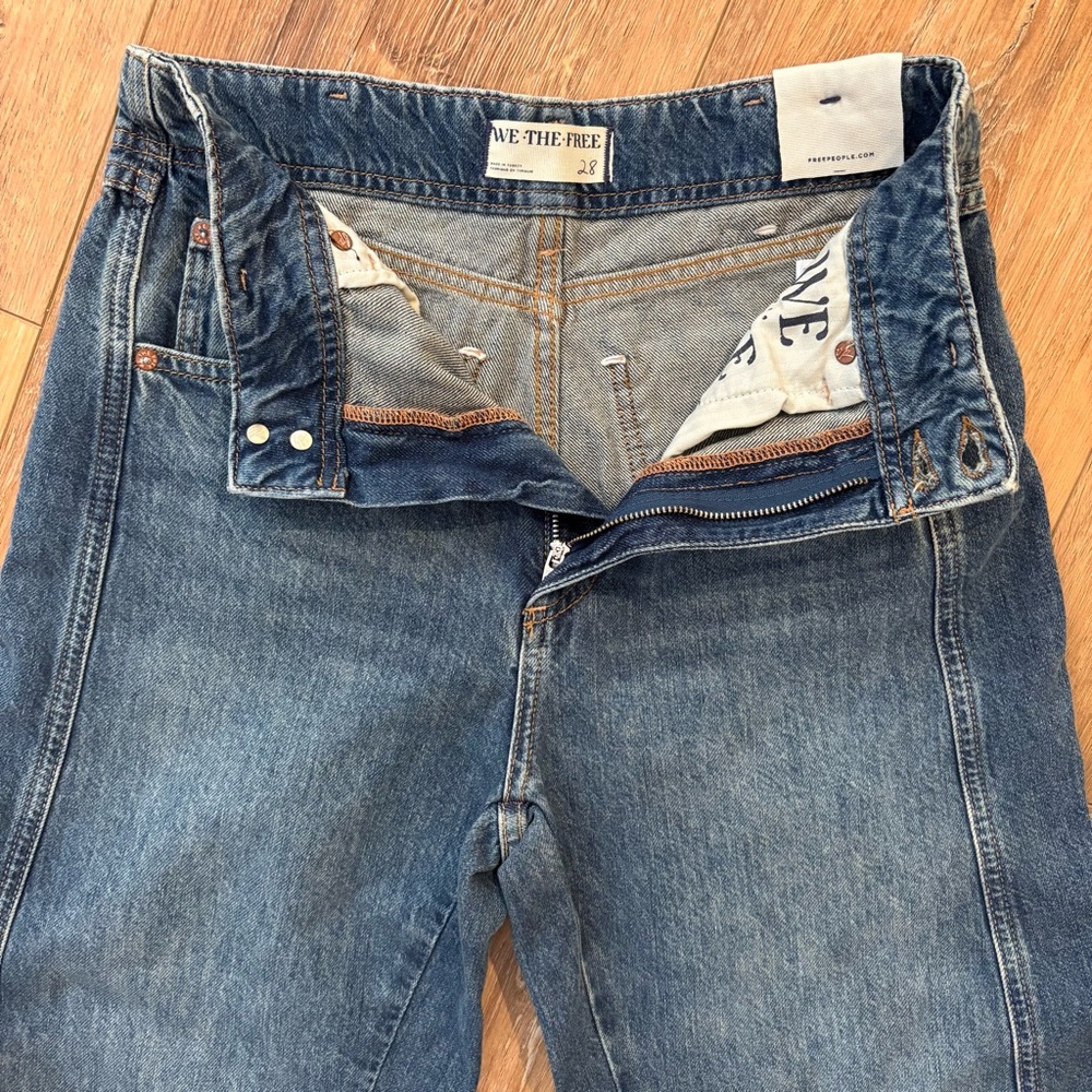 New WE THE FREE ASTER SWARM High‎ Rise Straight Denim Jeans NEW - Picture 5 of 16